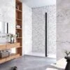 40x200 Cm Doccia Walk In Paretina Movibile Paraspruzzo Vetro Temperato Da 8 Mm Trasparente Anticalcare Telaio Nero Opaco