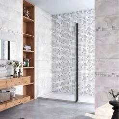 40x200 Cm Doccia Walk In Paretina Movibile Paraspruzzo Vetro Temperato Da 8 Mm Trasparente Anticalcare Telaio Nero Opaco -Stile Bagno 61251433 3