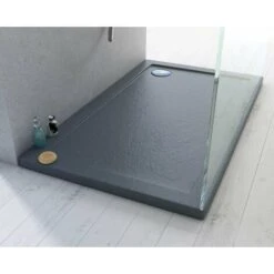 Piatto Doccia In Acrilico E Abs Effetto Pietra H.4cm DROP STONE 75x90 Cm