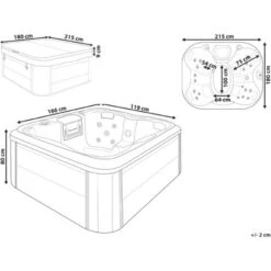Vasca Idromassaggio Da Esterno 4 Posti Bianco E Grafite LED 180 X 215 Cm Arcelia -Stile Bagno 62939140 3