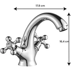 Rubinetto Lavabo Stile Vintage, Con Maniglie A Stella Cromato -Stile Bagno 6360413 3