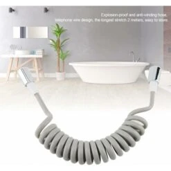 Tubo Per Soffione Doccia, Tubi Flessibili Per Doccia In PVC Da 78,7 Pollici Spring UK G1/2 Tubo Da Bagno Espandibile Antipiega Per Impianti Idraulici Spruzzatori D'acqua (grigio) -Stile Bagno 63844728 3