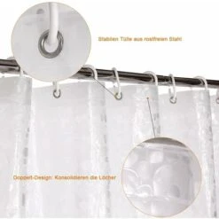 Tenda Da Doccia, Antimuffa, Impermeabile Alla Vasca, 100% EVA, 183 X 200 Cm Incl. 12 Anelli Per Tende Da Doccia -Stile Bagno 63850156 4