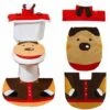Set Di 3 Coprisedili Per WC Di Natale Set Di Coprisedili Per WC Di Natale Decorazione Con Motivo A Cartoni Animati Set Di Coprisedili E Tappetini Per WC Decorazioni Natalizie Per Il Bagno (Elch)