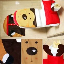 Set Di 3 Coprisedili Per WC Di Natale Set Di Coprisedili Per WC Di Natale Decorazione Con Motivo A Cartoni Animati Set Di Coprisedili E Tappetini Per WC Decorazioni Natalizie Per Il Bagno (Elch) -Stile Bagno 63853022 5