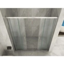 Porta Doccia In Cristallo 6 MM 1 Lato Con Doppia Porta Scorrevole Apertura Centrale - Misura: 160 X H190 - Opaco