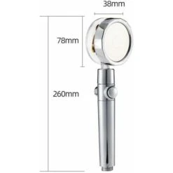 Soffione Turbo Doccia Alta Pressione Rotante Risparmio Idrico Tasto STOP 82138 -Stile Bagno 64002810 3