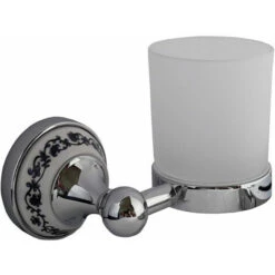 Set 6 Accessori Da Bagno Cromo Cromati E Vetro Satinato Arredo Vintage 52438 -Stile Bagno 64002829 4