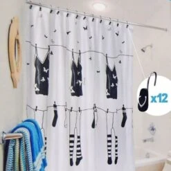 Tenda Doccia Vasca In Vinile Con Ganci Decorati Impermeabile 180x180cm 4 Modelli -Stile Bagno 6405732 3