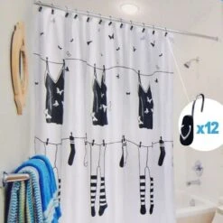Tenda Doccia Vasca In Vinile Con Ganci Decorati Impermeabile 180x180cm 4 Modelli -Stile Bagno 6405732 5
