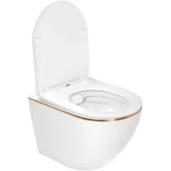 Vaso WC Sospeso Rea Carlo White Mini Flat Gold Edge -Stile Bagno 64106955 3