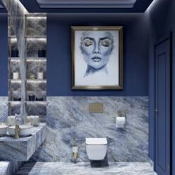 Vaso WC Sospeso Rea Carlo White Mini Flat Gold Edge -Stile Bagno 64106955 5