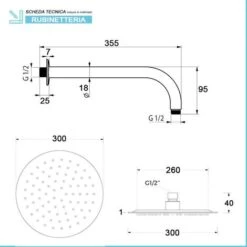 Soffione Doccia Tondo 30 Cm Con Braccio 33 Cm In Acciaio Nero Opaco -Stile Bagno 64694897 4