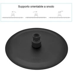 Soffione Doccia Tondo 30 Cm Con Braccio 33 Cm In Acciaio Nero Opaco -Stile Bagno 64694897 5