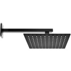 Soffione Doccia Quadrato 25x25 Cm Con Braccio 33 Cm In Acciaio Nero Opaco