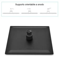 Soffione Doccia Quadrato 25x25 Cm Con Braccio 33 Cm In Acciaio Nero Opaco -Stile Bagno 64694899 5