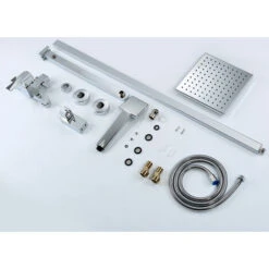 Sistema Doccia Doccetta Termostatica Quadrata Con Doccetta E Set Di Tubi Doccia -Stile Bagno 64996435 3