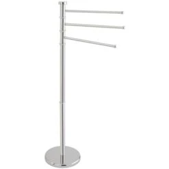 Piantana Portasciugamani Cromata Con 3 Bracci In Acciaio