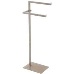 Piantana Portasciugamani In Acciaio Tortora Con Base In Vetro Temperato