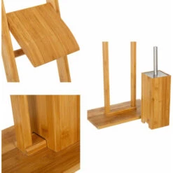 Portarotolo Con Scopino E Porta Scopino In Legno Bambu' Accessori Bagno WC 82 Cm -Stile Bagno 6522154 3