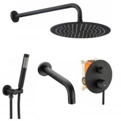 Set Da Vasca-doccia Da Incasso Rea Lungo Black + BOX