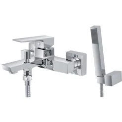 Miscelatore Vasca Cromato Serie Kubo Con Kit Doccia