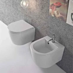 Sanitari Sospesi Ceramica Globo Forty3 Cm 43 WC + BIDET + SEDILE SOFT CLOSE