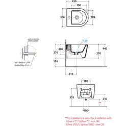 Sanitari Sospesi Ceramica Globo Forty3 Cm 43 WC + BIDET + SEDILE SOFT CLOSE -Stile Bagno 6639497 5