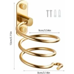 RHAFAYRE 95 Supporto Per Asciugacapelli Da Strada, Supporto Per Asciugacapelli Da Parete Supporto Per Asciugacapelli Per Hotel, Bagno, Toilette, Parrucchiere Alluminio (Oro) -Stile Bagno 66556761 3