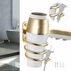 RHAFAYRE 95 Supporto Per Asciugacapelli Da Strada, Supporto Per Asciugacapelli Da Parete Supporto Per Asciugacapelli Per Hotel, Bagno, Toilette, Parrucchiere Alluminio (Oro) -Stile Bagno 66556761 4