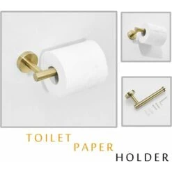 RHAFAYRE Set Di 3 Accessori Da Bagno Portasciugamani Da 30 Cm Portarotolo Porta Accappatoio Spazzolato Oro -Stile Bagno 66556952 3