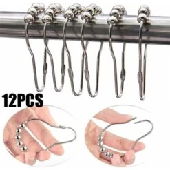 12 Pezzi Anelli Per Doccia In Acciaio Inossidabile, Anelli Per Tende Da Doccia Antiruggine In Acciaio Inossidabile Per Tenda Da Doccia, Ganci Decorativi, Ganci Per Tende -Stile Bagno 66560492 3
