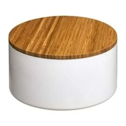 Scatola Portaoggetti Con Specchio Bambù-bianco Collezione Bagno Natureo