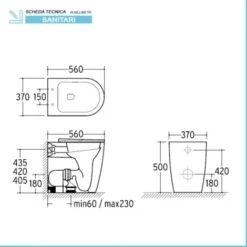 Vaso Filo Muro Per Anziani Alto 49 Rimless Ceramica Bianca Serie Comoda -Stile Bagno 69402507 3
