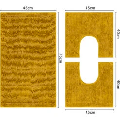 Set Tappeti Bagno Parure 3 Pezzi Super Morbido Con Fondo Antiscivolo Ocra -Stile Bagno 69640990 3