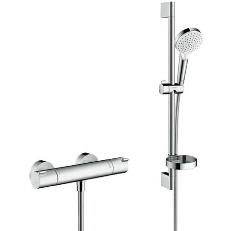 Hansgrohe Set Miscelatore Termostatico Ecostat + Set Doccia Crometta Vario Con Portasapone (13211000-Crometta2) 1 Hansgrohe Set Miscelatore Termostatico Ecostat + Set Doccia Crometta Vario Con Portasapone (13211000-Crometta2)