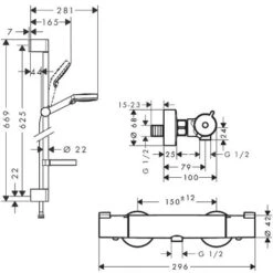 Hansgrohe Set Miscelatore Termostatico Ecostat + Set Doccia Crometta Vario Con Portasapone (13211000-Crometta2) 9 Hansgrohe Set Miscelatore Termostatico Ecostat + Set Doccia Crometta Vario Con Portasapone (13211000-Crometta2) -Stile Bagno 69647898 5