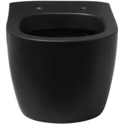 Idevit Vaso Sospeso Alfa Senza Brida, Fissaggi Invisibili + Sedile Amovibile Softclose Slim, Finitura Nera AlfaBLRimless -Stile Bagno 69648220 3