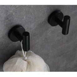 Ganci Per Accappatoio Da Casa 2 Pezzi Per Accappatoio, Bagno, WC, Asciugamano, Cappello, Acciaio Inossidabile (nero)