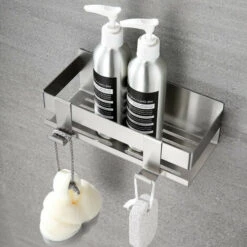 Mensola Per Doccia Mensola Per Bagno Senza Perforazione Mensola Per Doccia Autoadesiva Senza Perforazione Mensola Per Bagno In Acciaio Inossidabile Con 2 Ganci -Stile Bagno 69716647 3