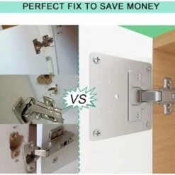 MINKUROW 4 Pezzi Piastra Di Riparazione Cerniera Per Armadio Con Foro, Staffe Di Riparazione Piastre Installazione Facile Con 24 Viti, Kit Di Riparazione Cerniera Per Legno, Mobili, Ripiani -Stile Bagno 69788574 4