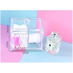 MINKUROW Organizer Per Trucco, Porta Trucchi Multifunzione In Acrilico Trasparente Per Batuffoli Di Cotone, Tamponi Di Cotone Per Bagno 15 X 11 Cm -Stile Bagno 69790328 5