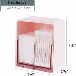 MINKUROW Set Di 2 Batuffoli Di Cotone, Tamponi, Rotondi, Scatola Porta Filo Interdentale, Scatola Contenitore Dispenser Con 2 Scomparti, Organizer Per Ripiani Bagno, Rosa -Stile Bagno 69790813 3