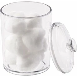 MINKUROW 2pcs Scatole Portaoggetti Da Bagno, Piccolo Portaoggetti Da Bagno In Plastica Con Coperchio, Scatola Portaoggetti Per Cotone O Cosmetici, Trasparente -Stile Bagno 69790876 5