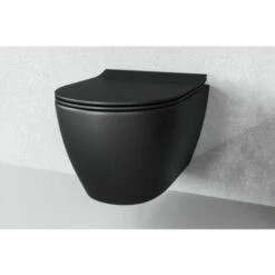 Vitra SENTO Tazza Nero Opaco RIM-EX (senza Brida) E Sedile Ultrasottile Con Chiusura Rallentata (7748B083-0075 + 120-083R009) -Stile Bagno 69810852 4