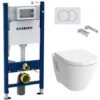 Geberit Pack WC Telaio Duofix + Tazza Sospesa Vitra S50 Con Brida + Ammortizzatore Soft Close + Piastra Bianca (S50Geb3)