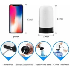 Dispenser Erogatore Acqua Rubinetto Boccioni Bottiglia Elettrica Ricaricabile -Stile Bagno 7008271 4