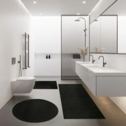 Paco Home Moderno Tappetino Da Bagno Tappeto Bagno Shaggy Morbido Soffice Tinta Unita Nero 40x55 Cm