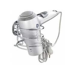 WENKO Turbo-Loc® Porta Asciugacapelli - Fissaggio Senza Trapano, Acciaio, 14 X 7.5 X 11.5 Cm, Cromo