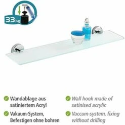 WENKO Vacuum-Loc® Portaoggetti Capri - Fissaggio Senza Trapano, Pressogetto Di Zinco, 60 X 6 X 14.5 Cm, Cromo -Stile Bagno 70691423 4